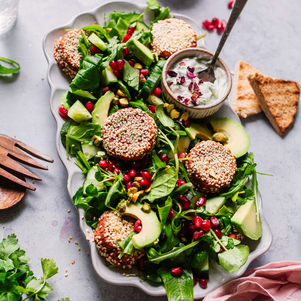 Baked Falafel Salad With Mast-o-Khiar