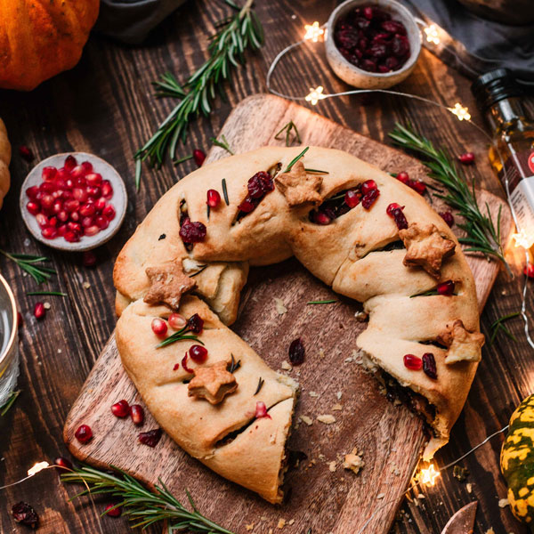 Squash & Cranberry Christmas Wreath