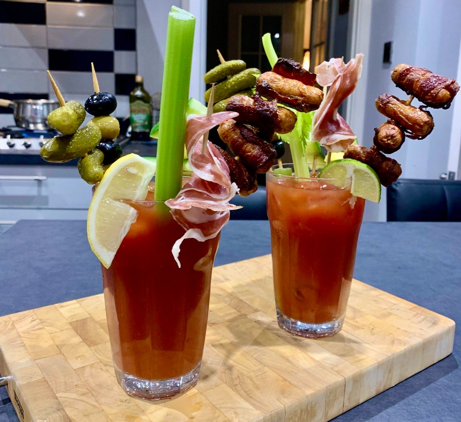 Pigs in Blankets Bloody Mary Tower