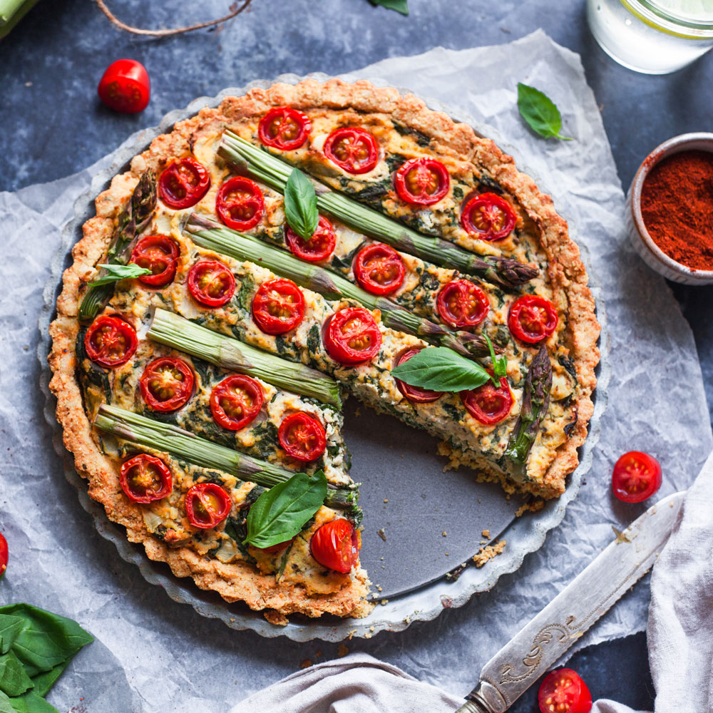 Asparagus, Tomato & Tofu Quiche