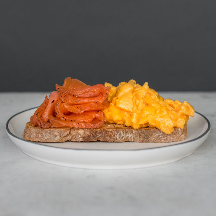 Smoky Cured Salmon & Scrambled Eggs on Toasted Sourdough